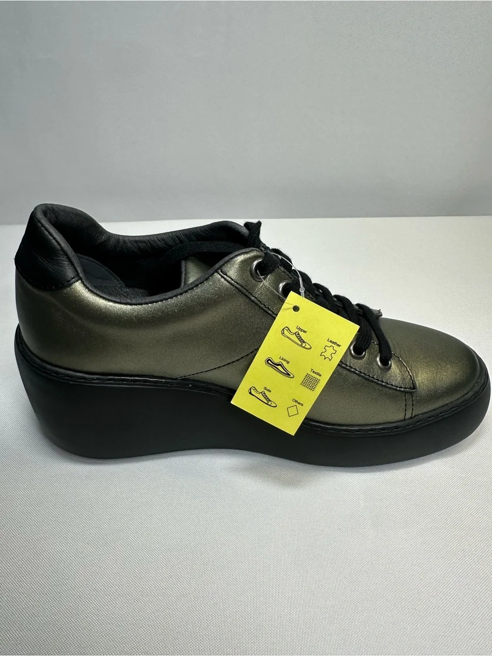 Fly London Women's DIPO580FLY Graphite Platform Wedge Lace-Up Shoe Size 8 EU38
